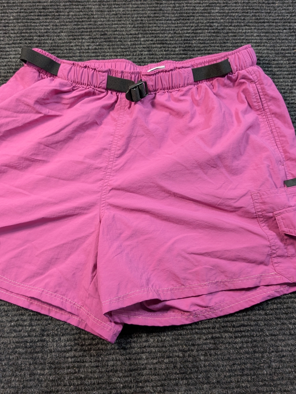 Women's Pink Elastic Waist Utility Shorts